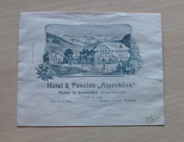 Tutti i francobolli: Ilust. Brief ++ Hotel Pension Alpenblick – Usato da Walkringen venduto da Casablanca777
