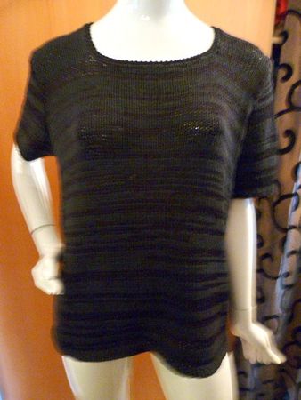 Handgestrickter Sommerpullover, Gr. 44, schwarz gestreift %