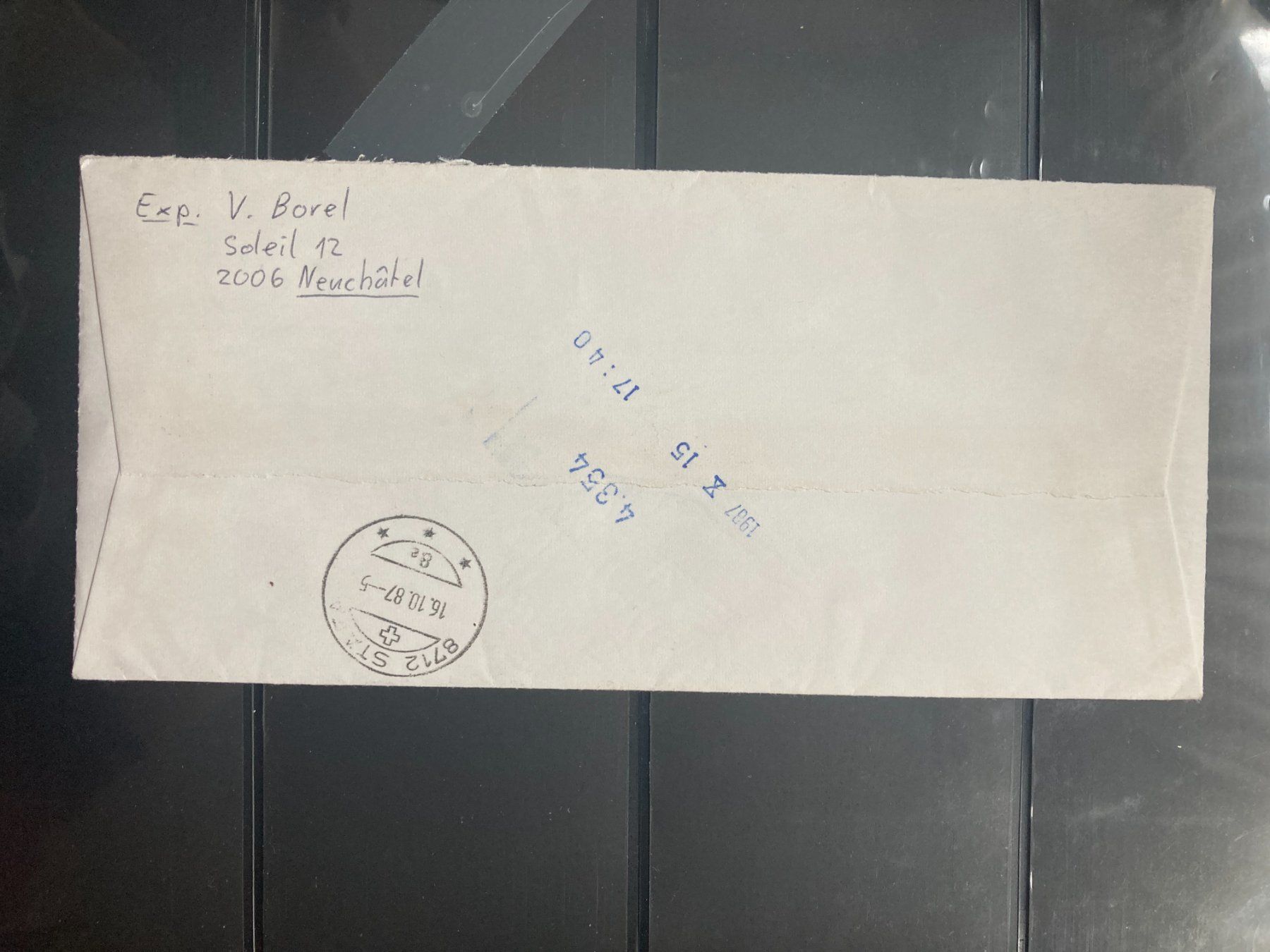 Alle Briefmarken: Schweiz 1987 Eil-Brief 4.5 Fr. Steinbock 2002 Neuchatel 2 – Gebraucht aus Liestal von schnueps 1