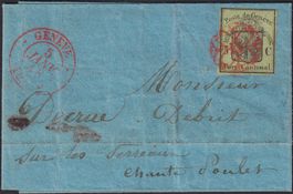 1848, Nr.6 (Grosser Adler) auf Brief von GENF, Kat: 4'900.-