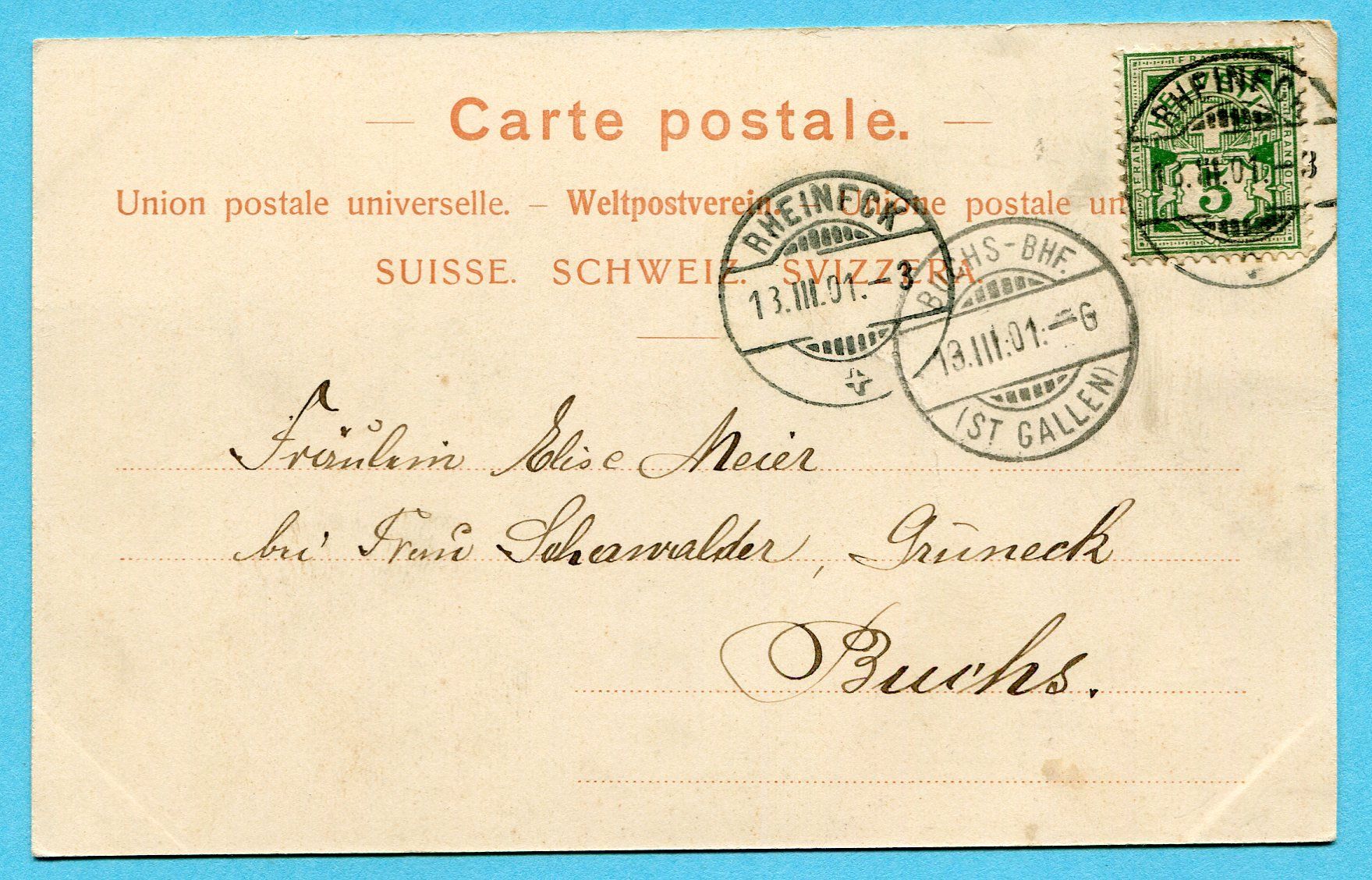 Ansichtskarten: Gruss aus Gaissau 1901 – Gebraucht aus Opfikon von Prophila 1