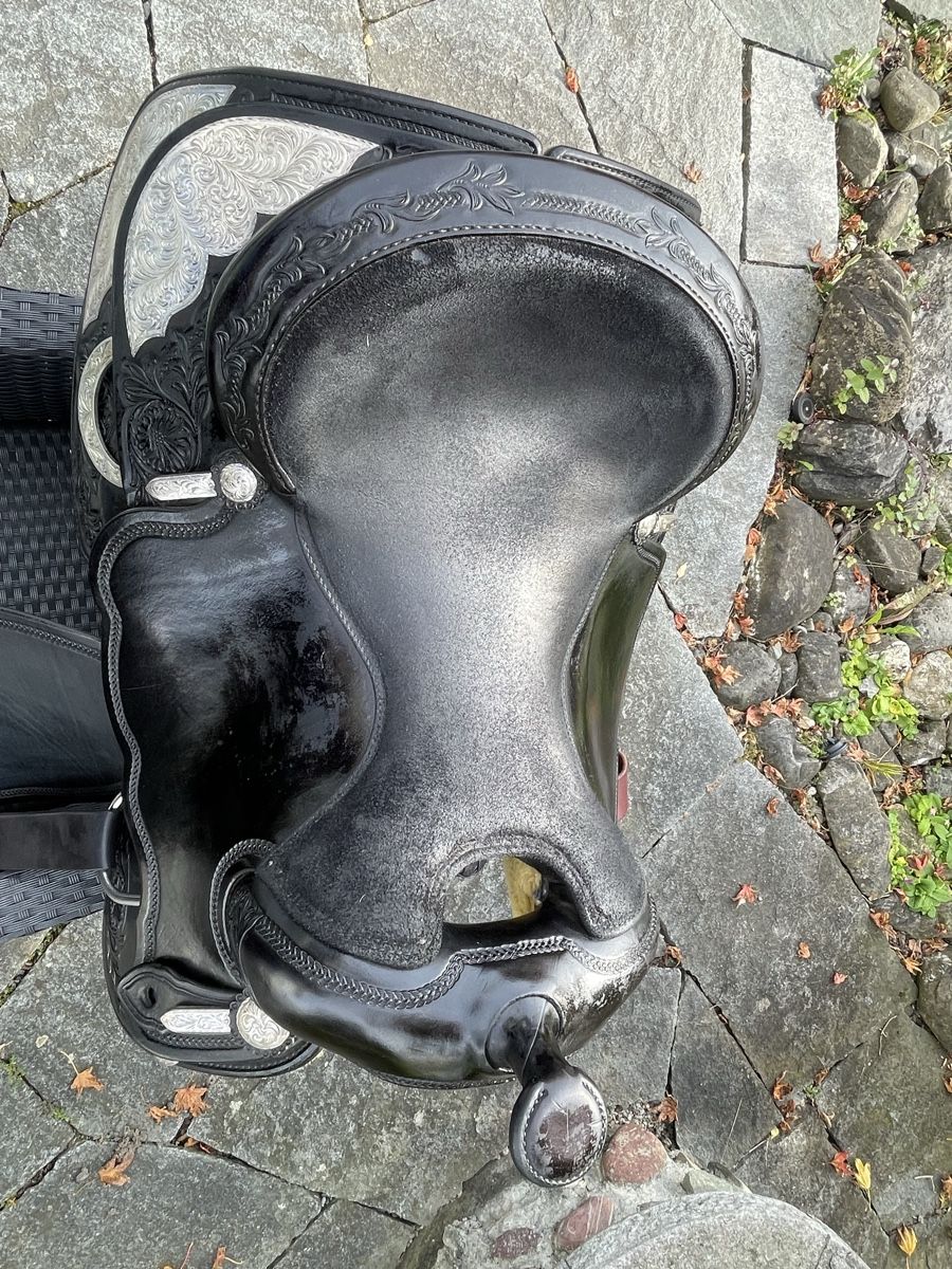 Selles, accessoires: Westernsattel / Showsattel schwarz-silber – D'occasion à Cham par pri_9ktk 1