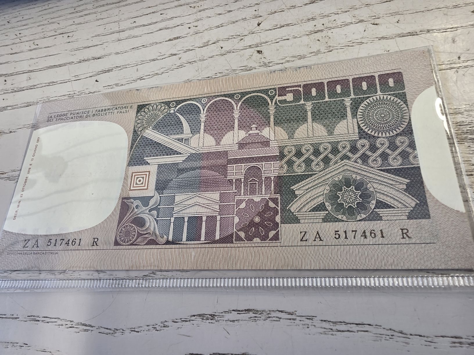 Banconote: Banknote 50000 Lire Italien  – Nuovo e nell'imballaggio originale da Herisau venduto da Antiques.AR 1