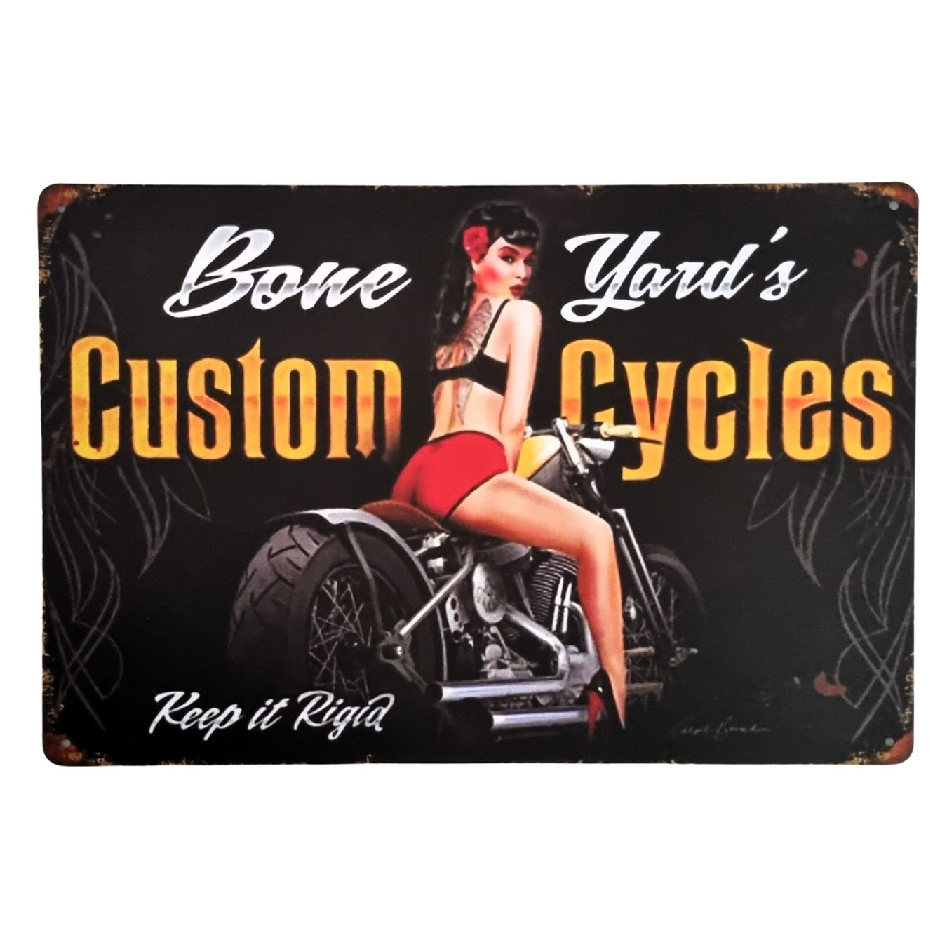 Insegne: Bone Yard's Custom Cycles Blechschild - Vintage Deko Schild! – Nuovo e nell'imballaggio originale da Figino venduto da mayam63 1
