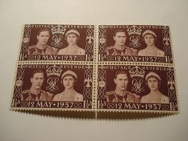 Grossbritannien, Marke 1937, 4erblock *