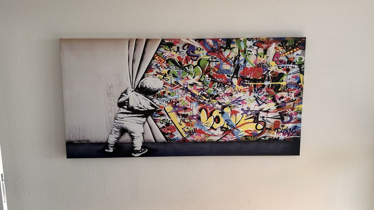 Poster & Bilder: Leinwandbild "Banksy" Kind mit Graffiti Wandbild  – Neu (gemäss Beschreibung) aus Rheinfelden von summerwine1