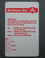 🔴 Brauerei HÜRLIMANN Bier Schablone für Abfüll-Datum Plas🔴