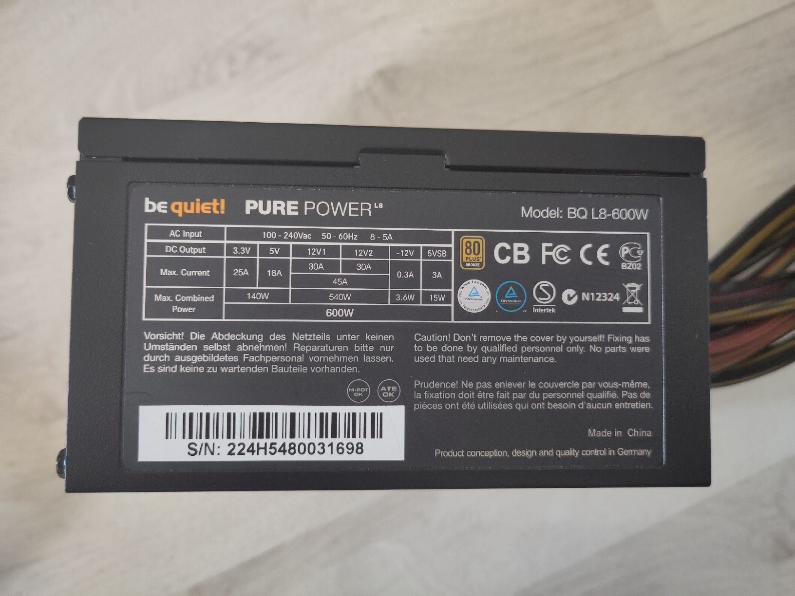 beQuiet! Elektronikbauteil: 600W Netzteil BeQuiet! – Defekt aus Sargans von sve_hjs5 1