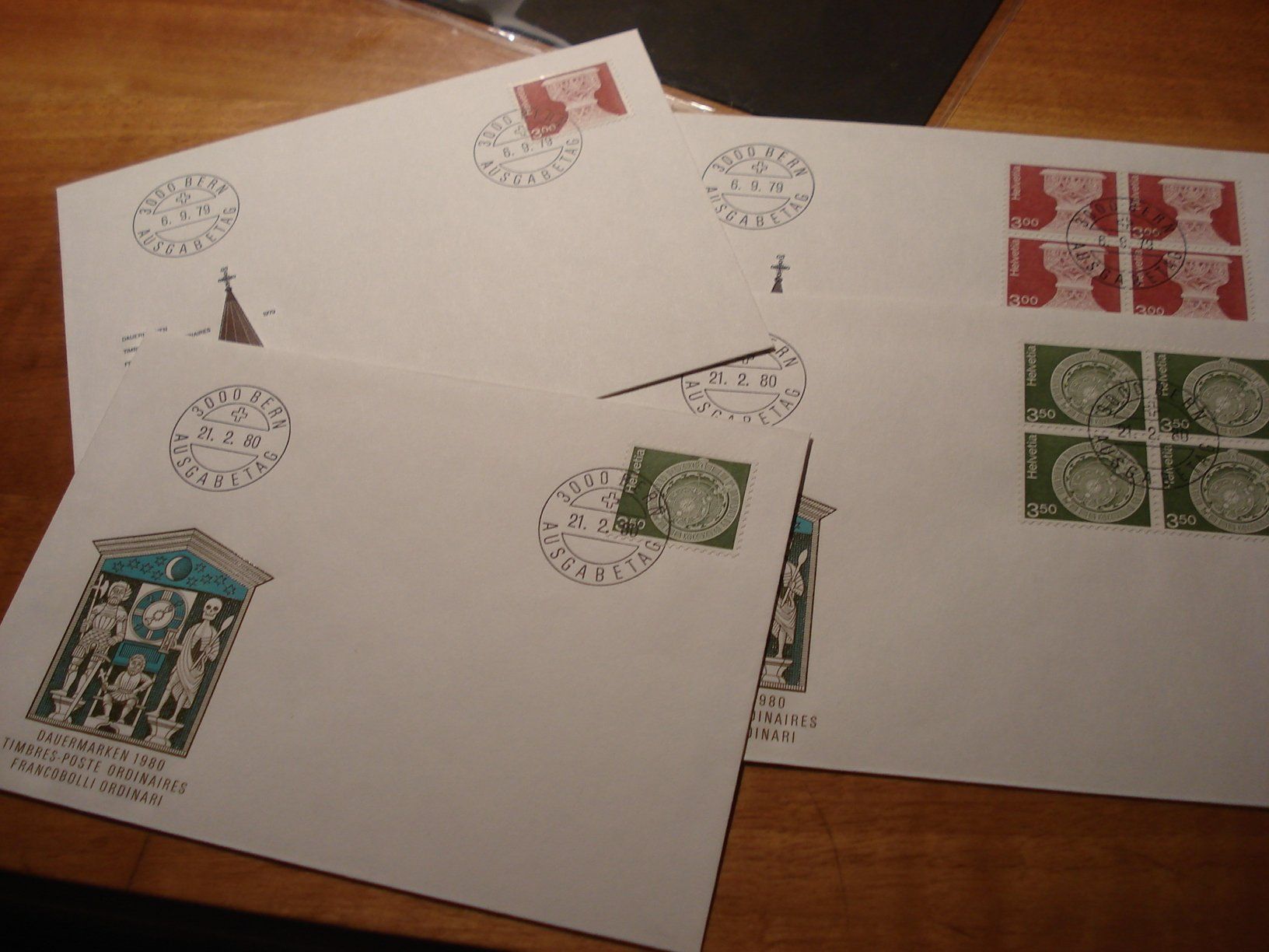 Tutti i francobolli: Dauermarken 1980, FDC Einzel  + 4erblocks, 4 Belege – Usato da Niederwil AG venduto da morostahu 1