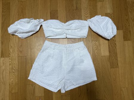Sommer Set White Croptop Highwaist Shorts Grösse S