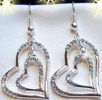 Ohrringe Ohrstecker Herzen Herz Silber Strass Steine Stein