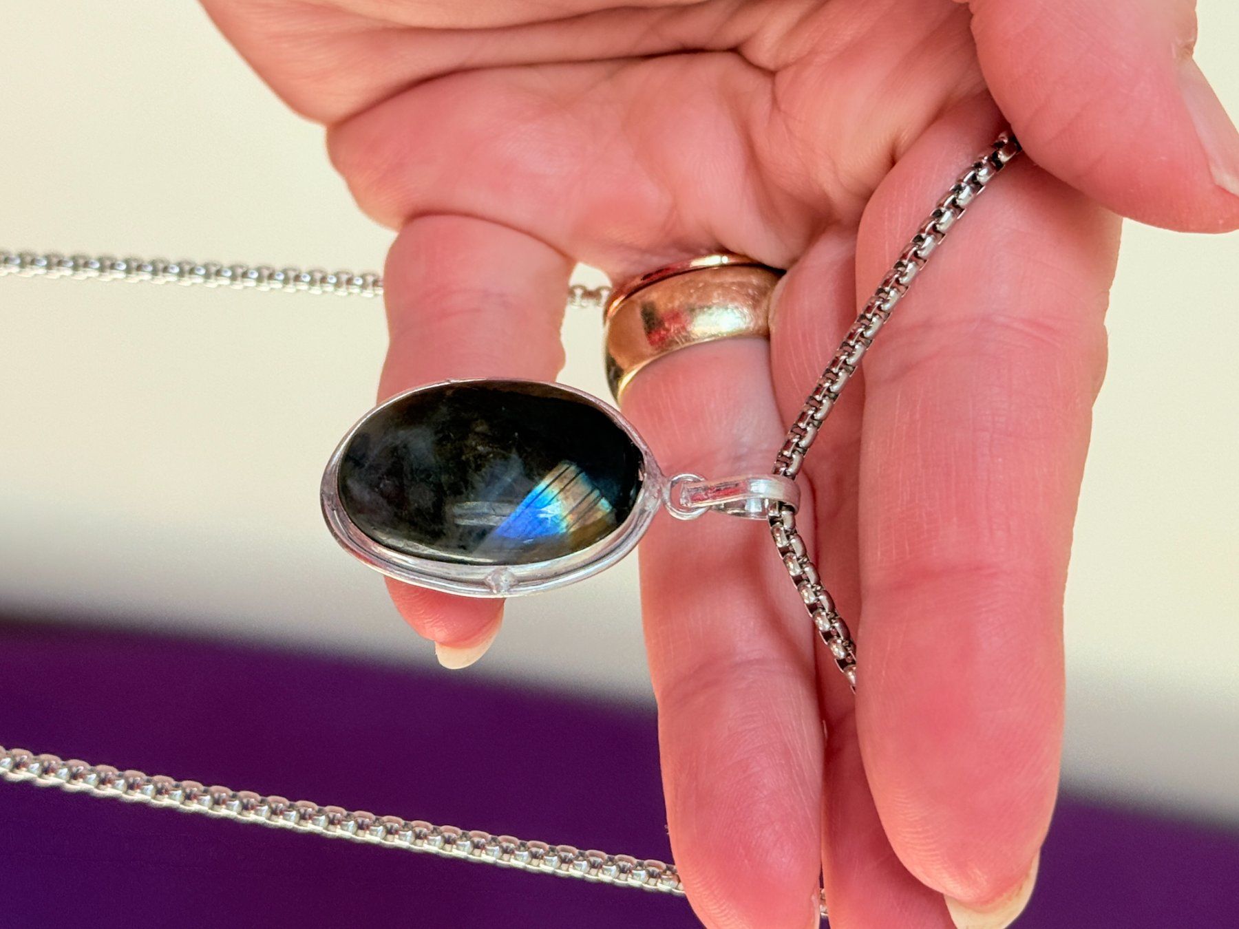 Catenine: Collier Labradorite  - Élégant bijou! – Nuovo e nell'imballaggio originale da Genève venduto da AGBERG 4