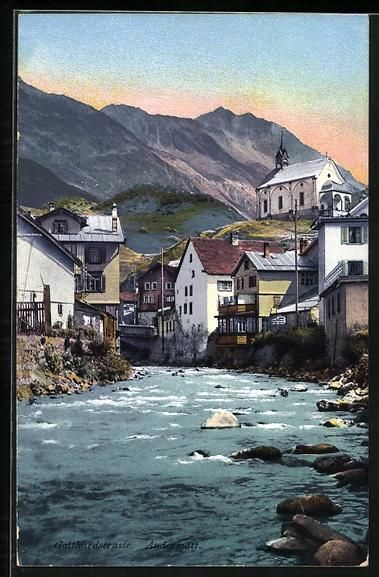 Cartoline postali: Andermatt, Gotthardstrasse, Dorfpartie m – Usato da Berlin venduto da bartko-reher