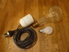 Antike Glühbirne LUXRAM 500 Watt mit E40 Fassung und Kabel
