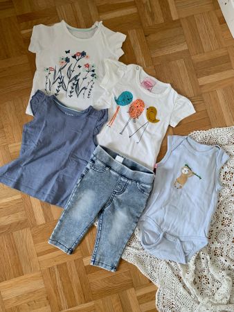 3 t-shirts, leggins + Body Gr.62