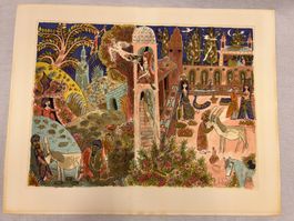 Der verwünschte Esel - Weihnachtliches Litho. Orig. Handsig.