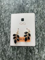 Ohrringe Blätterdesign schwarz Metall neu