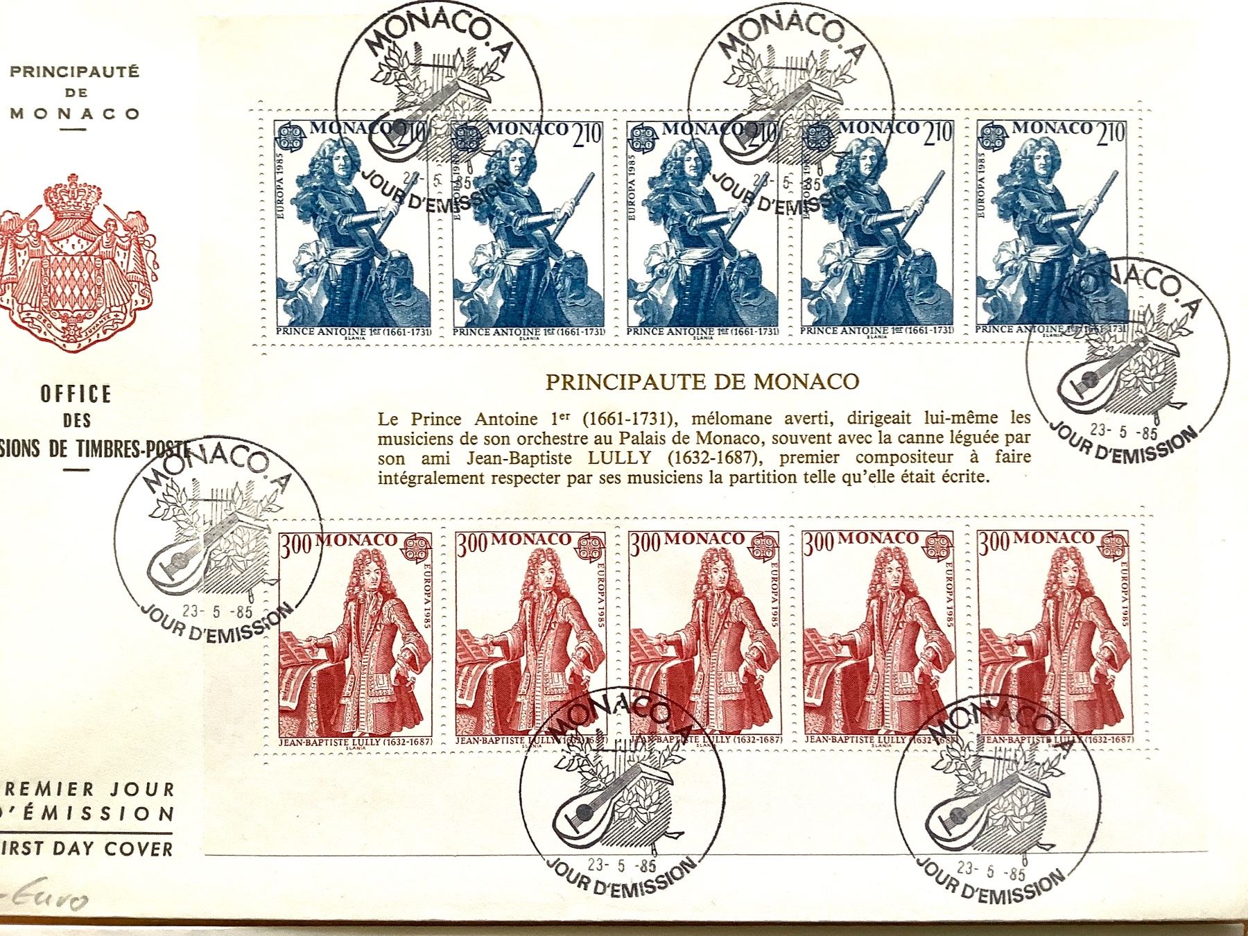 Tutti i francobolli: 1978 -1985 Monaco / 6  Grossbriefe FDC Europa mit Bogen – Nuovo (secondo la descrizione) da Liestal venduto da Skunk02 1