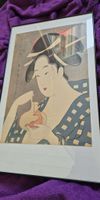 Estampe japonaise femme au poisson cadre état neuf