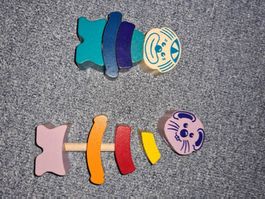 2 Stappelfiguren aus Holz für Baby