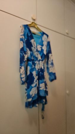 Tunica fiorata biancoblu poliestere e viscosa tg. M/L