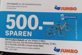 Gutschein 500sFr Allegro Bikes bei JUMBO, 1499 statt 1999 Fr