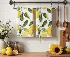 Dekorative Küchentücher mit Zitronenmotiv