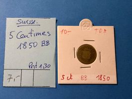 SUISSE : 5 CENTIMES 1850 BB
