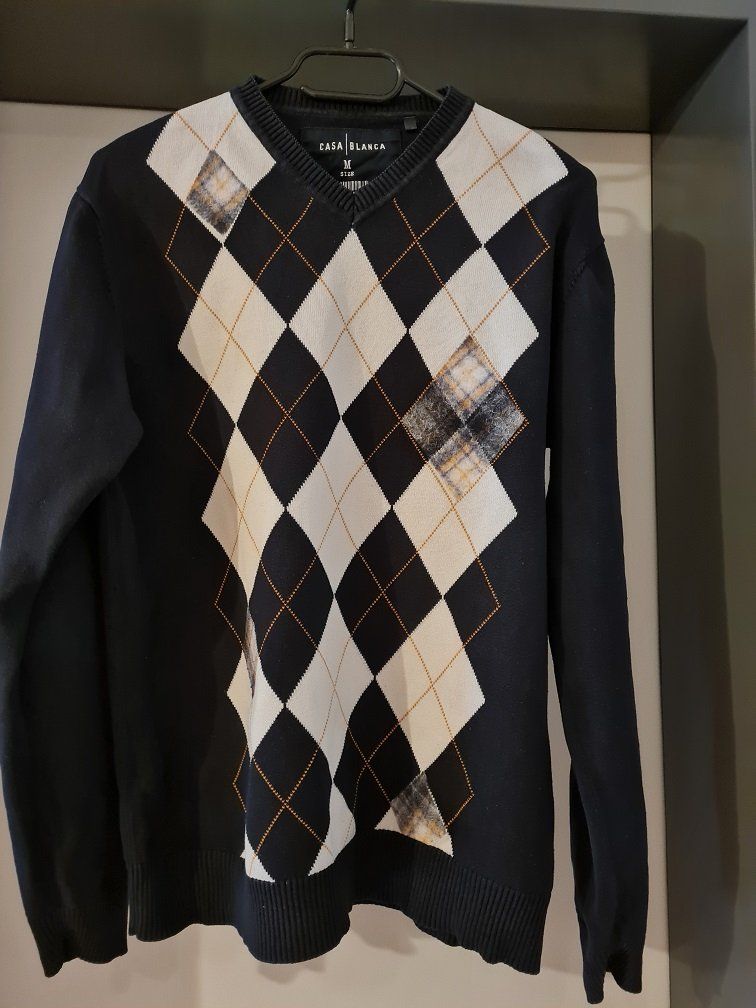 Maglioni & Felpe: Neuw. Pullover Baumwolle-marine/weiss mit Rombenmuster-Gr.M – Nuovo (secondo la descrizione) da Uznach venduto da Laeuffer