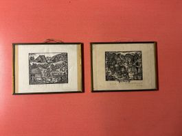 Holzschnitt "Herbst" & "Frühling" von Hans Lang Zürich 🖼️