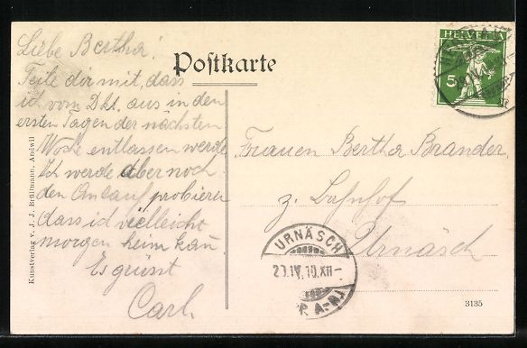 Cartoline postali: AK Herisau, Gesamtansicht, 1910 – Usato da Berlin venduto da bartko-reher 1