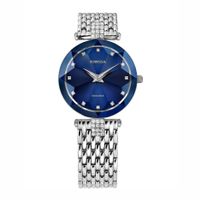 🇨🇭Jowissa Swiss Made Damenuhr Facet Strass Blau/Silber NEU