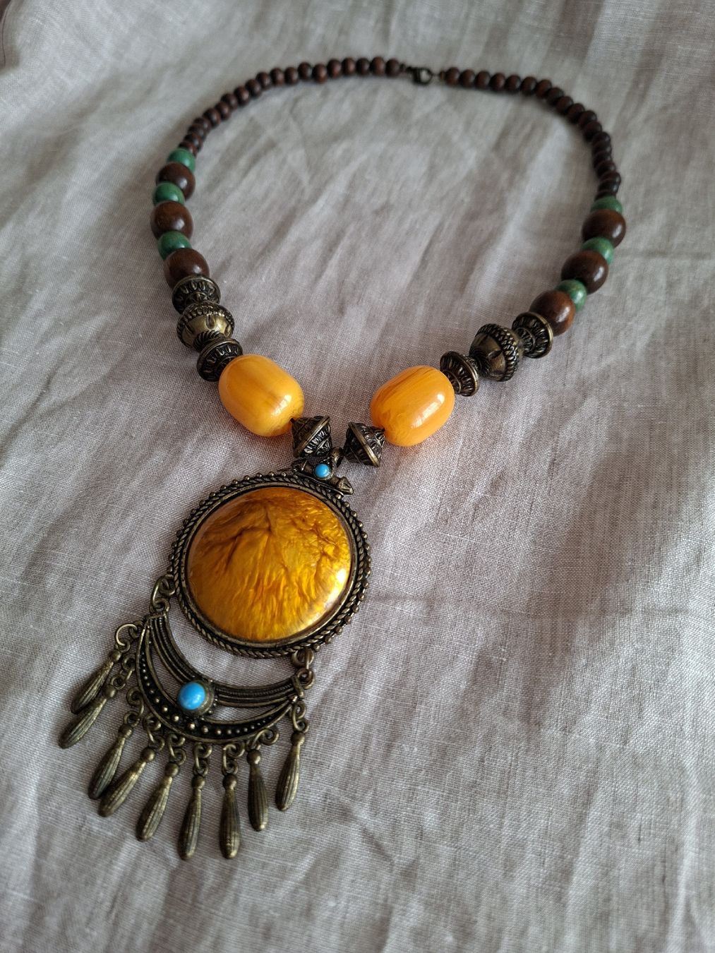 Catenine: Collier Bohème Statement à Grand Pendentif Ambre – Nuovo (secondo la descrizione) da Lutry venduto da Sim_Sta 5