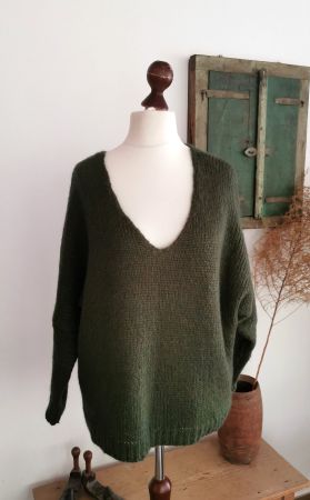 Bohemian Grobstrickpullover Tannengrün L-XXL