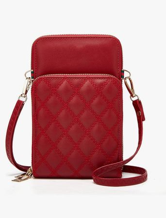 HANDYTASCHE ROT GESTEPPT 4 Unterteilung!