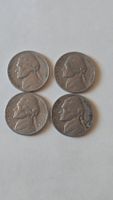 4x 5 Cents Jefferson Nickel Münzen USA 1942-1945