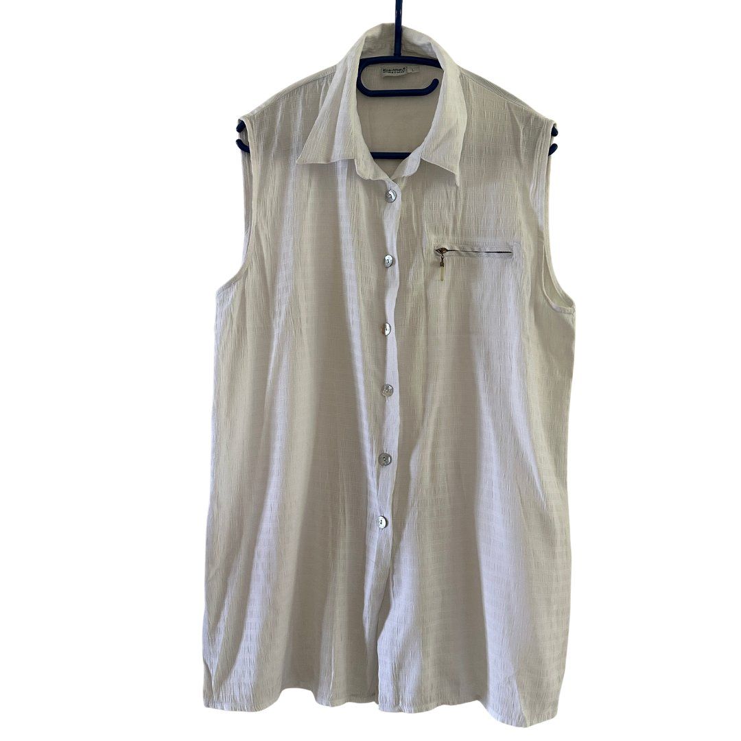 Tuniche: Vintage Original White Summer Sleevless Tunic L – Usato da Zofingen venduto da JumpInVintage