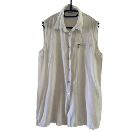 Vintage Original White Summer Sleevless Tunic L