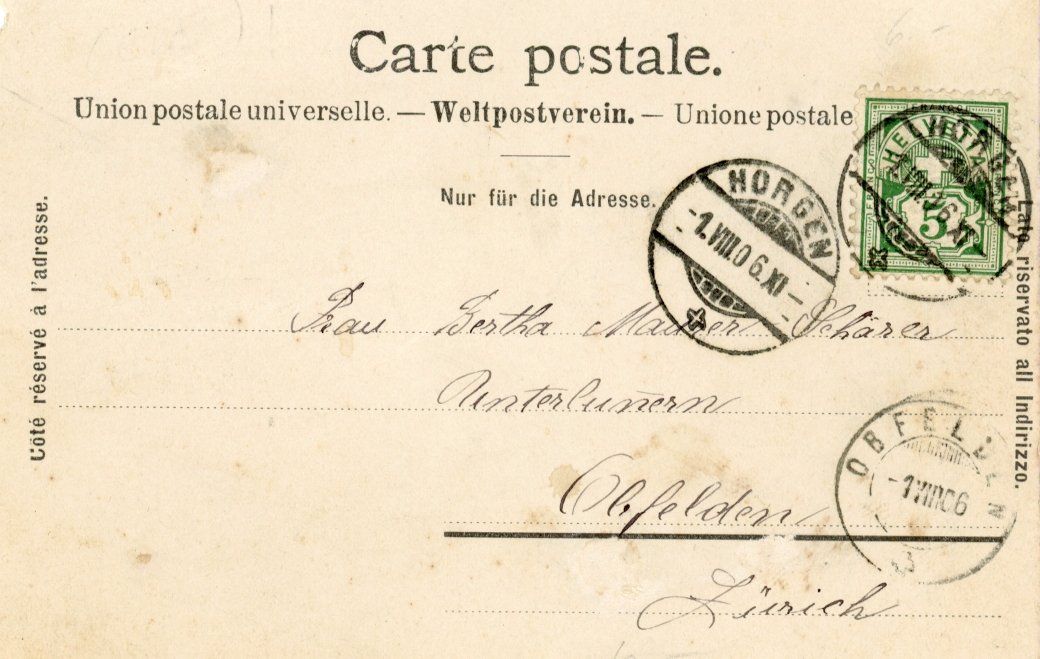 Cartoline postali: Horgen  ZH       um 1906 – Usato da Brig venduto da Valcards54 1