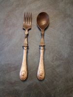 Antikes Besteck Set - Löffel und Gabel mit Mustergriff Silbe