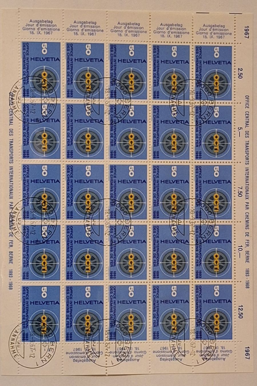 Tutti i francobolli: 1967  Werbe und Gedenkmarken gestempelt Bogen  – Usato da Balgach venduto da SIMEON27