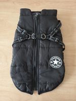 Warmer Hundemantel mit integriertem Geschirr Schwarz Gr 36cm
