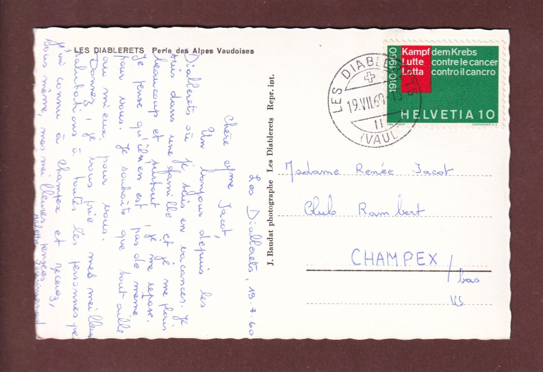 Cartes postales: LES DIABLERETS - 1960 – D'occasion à Pully par nicecards-shop 1