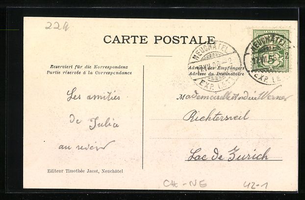 Cartes postales: Neuchatel, Souvenir du Tir Cantonal, Sch – D'occasion à Berlin par bartko-reher 1