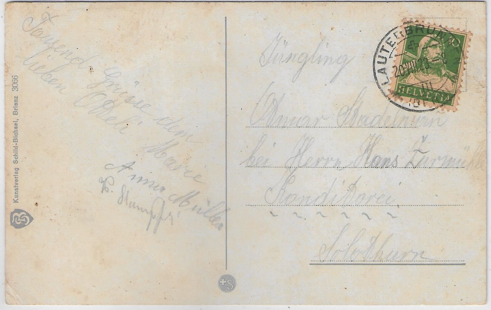 Cartoline postali: Lauterbrunnen mit Staubbach - Litho – Usato da Ettingen venduto da Kartenplanet 1