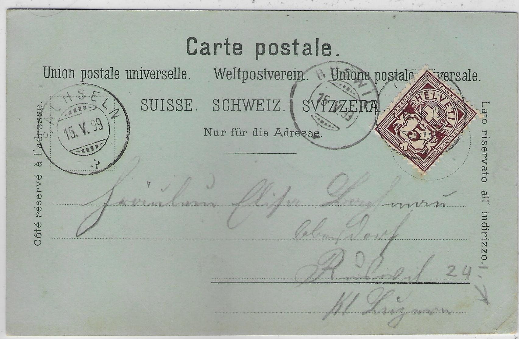 Cartoline postali: Gruss aus Sachseln - Mondschein-Litho 1899 – Difettoso da Ettingen venduto da Kartenplanet 1