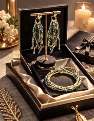 Altri gioielli: Statement Jewelry Set: Turquoise & Gold Beads – Nuovo e nell'imballaggio originale da Oftringen venduto da Eylem79