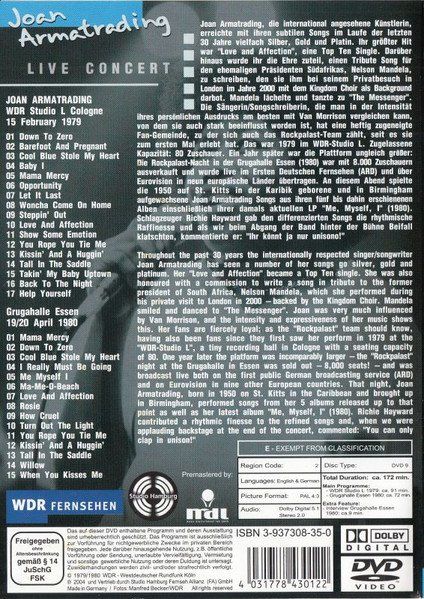 Tous les DVDs: Armatrading Joan: Rockpalast DVD – Neuf avec emballage d'origine à Steinhausen par Vilivinili 1