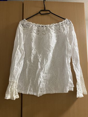 Sommerbluse, weiss mit Spitze, Gr. 36 - Top Zustand!