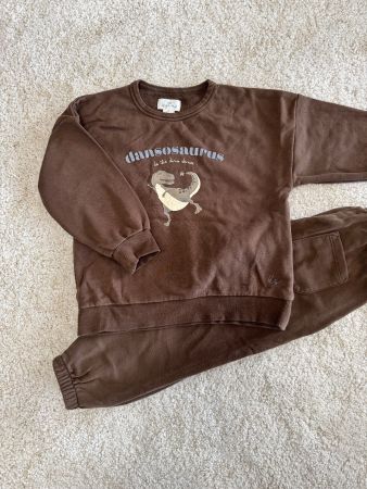 SET Konges Slojd Hose Pullover Dansosaurus braun 104 4 Jahre